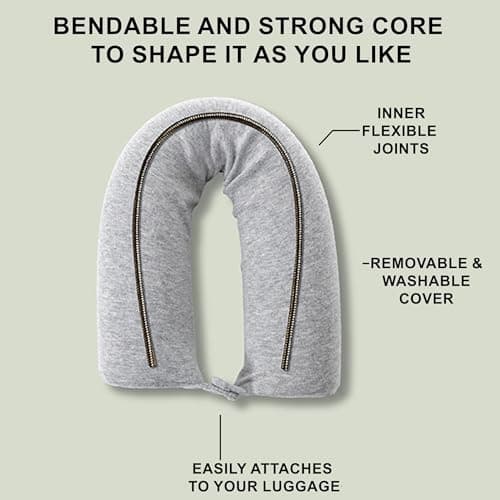 Dot&Dot Twist Memory Foam Travel Pillow for Airplanes - Travel Neck Pillow for Sleeping - Airplane Pillow for Neck Support, Chin, Lumbar and Leg - Adjustable, Bendable Neck Roll Pillow