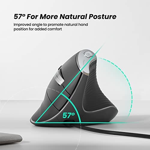Nulea M504 Wired Vertical Mouse, USB Ergonomic Optical Mouse with 4 Adjustable DPI, 11 RGB Backlight Modes, Compatible for Laptop, PC, Desktop, Mac, Grey