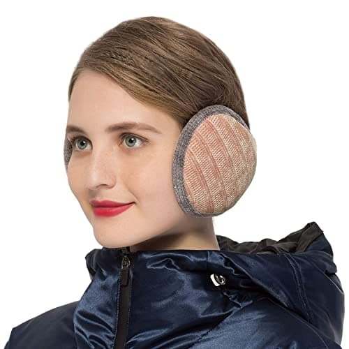 Surblue Unisex Warm Knit Earmuffs Cashmere Winter Pure Color Outdoor Fur Earwarmer, Coffee, Large