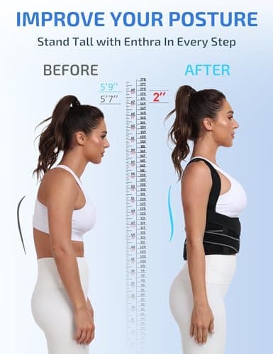 Enthra Posture Corrector for Women and Men with Bionic System, Precise Full Back Support Back Brace for Upper and Lower Back Pain Relief with Two 3D Pads