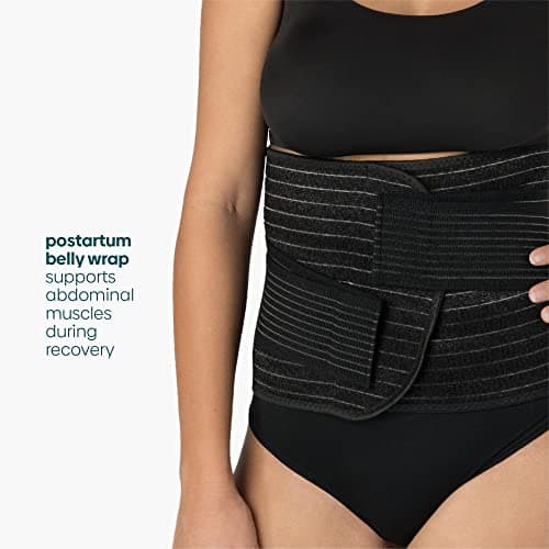 UpSpring Shrinkx Belly Charcoal Postpartum Belly Wrap, Adjustable Postpartum Belly Band to Support, Slim and Smooth After Baby (Charcoal Gray, Small/Medium)