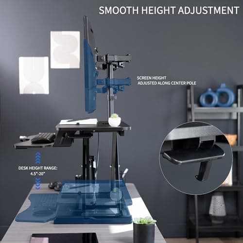 VIVO Height Adjustable 32 inch Standing Desk Converter with Dual 13 to 30 inch Monitor Stand, Sit Stand Monitor Mount and Desk Riser, Black, DESK-V000K-M2