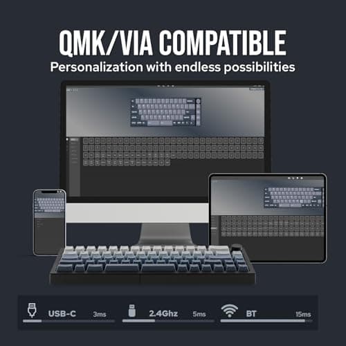 EPOMAKER Split65 QMK/VIA Programmable Keyboard, Wireless Mechanical Keyboard in 2.4Ghz/BT/Type-C, Ergonomic Gaming Keyboard in Split Layout with RGB Backlit (Flamingo Switch)