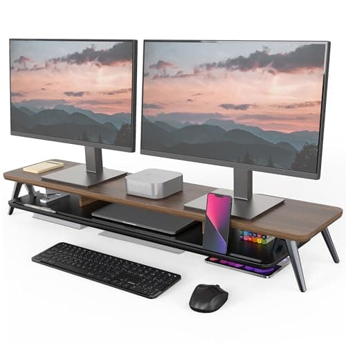 Fenge Dual Monitor Stand Review – 42.5-Inch Wood Desk Shelf Tested