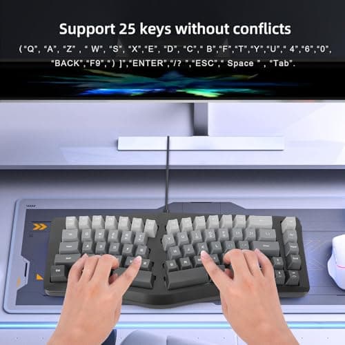 Yoidesu Wired PC Keyboard, 69 Key Ergonomic Keyboard with RGB Backlit, Detachable Type C, Compact Mini Split, Plug and Play, for PC Desktop Games Office