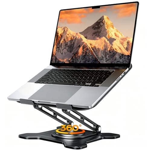 JCZT Adjustable Laptop Stand, 360° Rotating Base Ergonomic Computer Stand, Foldable Laptop Stand for Desk for Office Home Fits Compatible with MacBook Pro Air (10-16") - Black