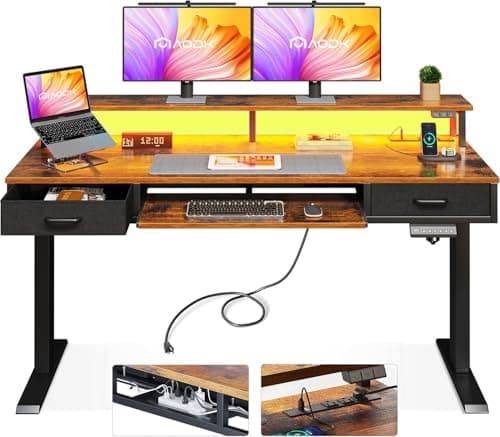 AODK Escritorio de Pie Eléctrico con Cajones y Luces LED Review