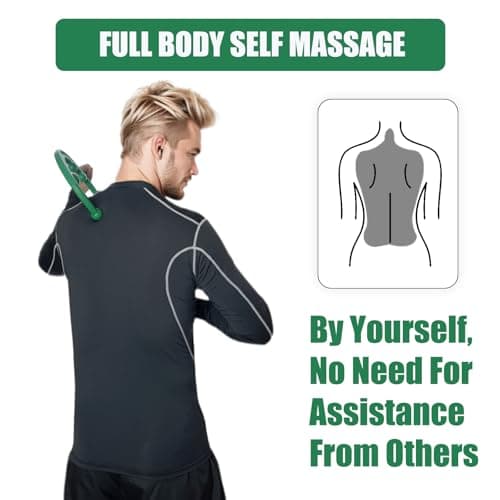 Trigger Point Massager & Back Cane- Deep Tissue Back Massage Tool for Muscle Knot Pain Relief (Back, Neck, Shoulder, Legs & Feet), Handheld Self Massage Cane with S-Shaped Dual-Section Design(Green)