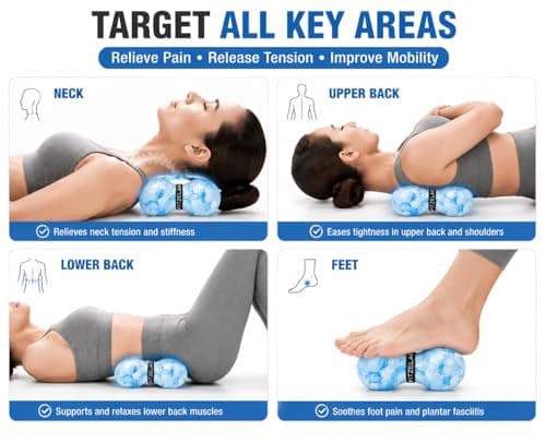 FITZELAR Double Lacrosse Massage Ball for Myofascial Release, Quality Certification, Massage Deep Tissue for Waist Back Feet, Trigger Point Therapy, Muscle Knots, Peanut Massage Ball for Muscle Pain