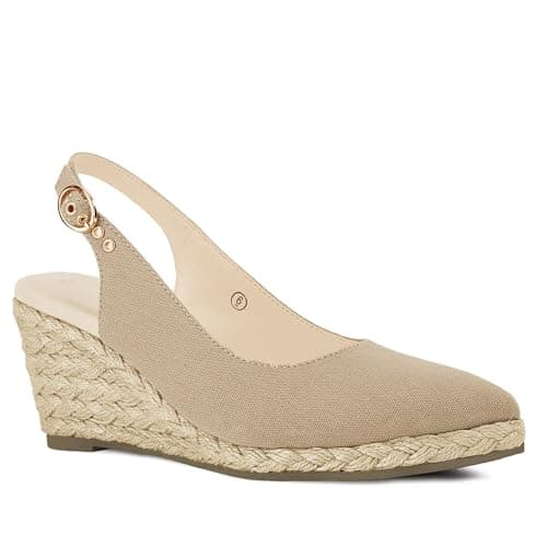 Juliet Holy Womens Wedge Sandals Espadrilles Closed Toe Slingback Buckle Strap Comfortable Casual Summer Wedges Shoes Khaki