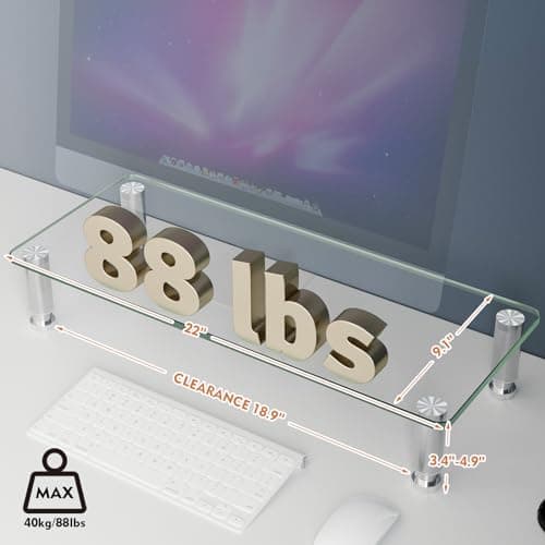 Hemudu Clear Computer Monitor Riser with Height Adjustable Multi Media Desktop Stand for Flat Screen LCD LED TV, Laptop/Notebook/Xbox One,HD01T-001