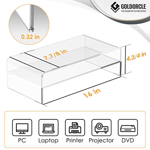 GoldOrcle Acrylic Monitor Stand Riser Clear Computer Monitor Stand (Big)