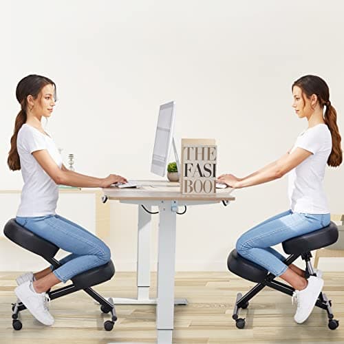 Ergonomic Kneeling Chair, Height Adjustable Office Chair with an Angled Seat and Casters for Home, Meditation Chair