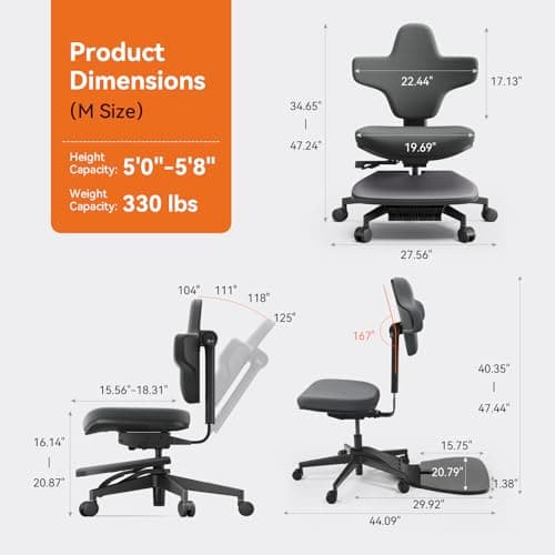 Newtral Standing Desk Chair, Standing Mate Chair for Sit-Stand, Ergonomic Leaning Perch Chair with Anti-Fatigue Mat, Standing Desk Stool, Horse Saddle Chair, Height Adjustable Home Office Posture Seat