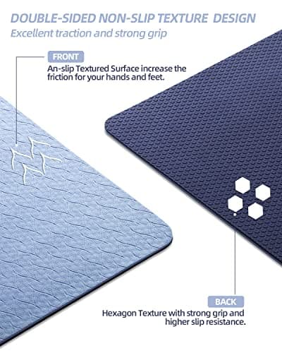 COOLMOON Yoga Mat Non Slip, Anti-Tear 1/4 Thick TPE Yoga Mats for Women and Men, 72"x24" Exercise & Fitness Mat with Carrying Strap, Workout Mats for Yoga, Pilates and Floor Exercise