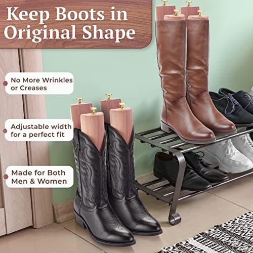 HOUNDSBAY Cedar Boot Tree Shaft Shaper, Tall Boot Inserts Shape Holders, Men & Women - Boot Trees, Stand for Riding & Cowboy Boots (Pack of 1)
