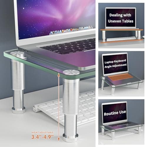 Hemudu 2 Pack Computer Monitor Riser with Height Adjustable Multi Media Desktop Stand for Flat Screen LCD LED TV, Laptop/Notebook/Xbox One