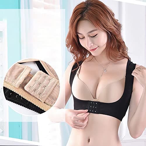 Surakey Women Chest Brace Up for Posture Corrector Shapewear Tops Breast Support Bra Top X Strap Fashion Breast Bras (Skin Color L)