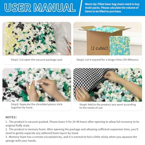 Welacer Shredded Memory Foam Filling 10lbs for Bean Bag Filler, Pillow Stuffing Cushion Arts Crafts Refill, Without Added Gel Particles, Premium Soft and Great for Stuffing, Multi Color and Shape