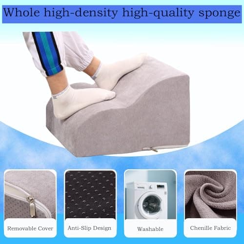 OpyTikar Foot Rest for Under Desk at Work.Multifunctional 3-Tier Foot Stool,with Washable Footrest.for Under Desk,Office Chair Gaming Chair & Sofa,Leg Elevation Pillow,Supports Posture-Light Grey