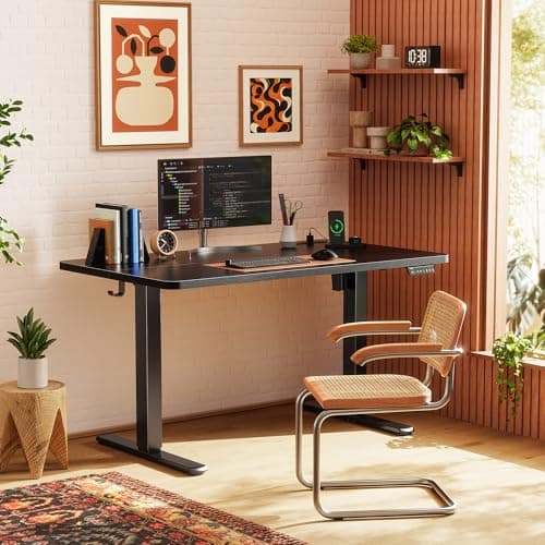 Huuger 47 X 24 Inch Electric Standing Desk with Power Outlets and USB-C Port, Height Adjustable Desk, Sit Stand Desk for Home Office, Computer & Gaming Desk with 4 Presets, Stable Steel Frame, Black