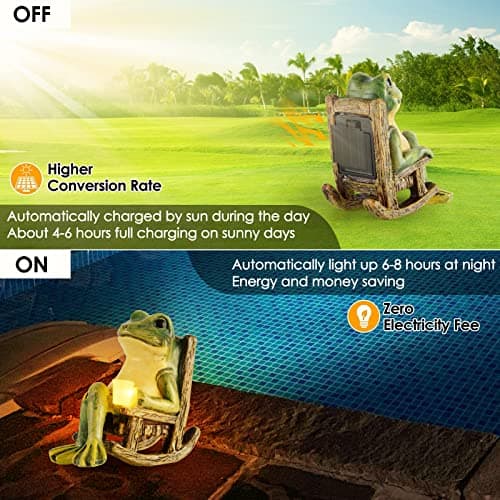 FOXMIS Miniature Frog Garden Statue Mom Gifts Home Decorations Fairy Garden Accessories Outdoor Lights Solar Garden Frog Decor Art Housewarming Gift for Patio,Yard,Lawn Ornament,3.89"x2.36"x3.93