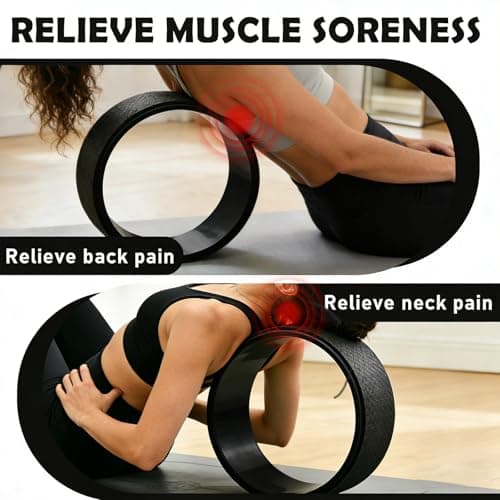 NGT 13 inch Yoga Wheel for Back Pain Strongest and Most Comfortable Dharma Yoga Prop Wheel with Free Bands (black-black)