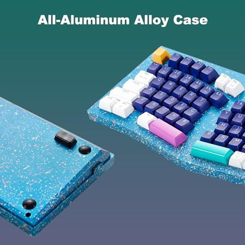 Hexgears F2 - Aluminum Custom Mechanical Keyboard, Split Alice 83 Key Layout Ergonomic Keyboard, Hot Swappable Creamy Linear Switch, BT5.0/2.4GHz/USB-C, RGB Backlit for Win/Mac (Color Blue)