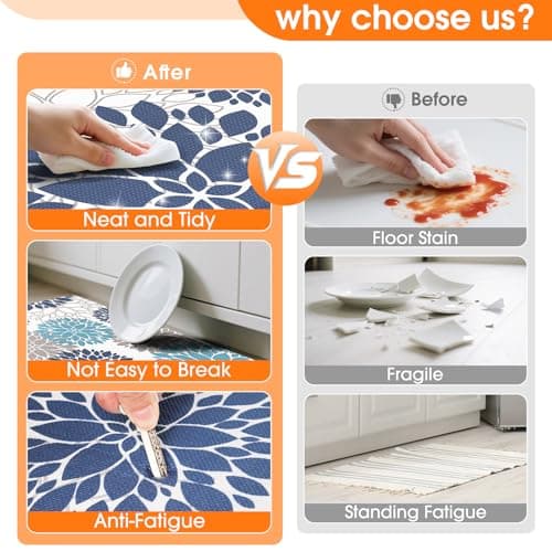 StepLively Kitchen Mats, 2PCS Kitchen Rugs, Cushioned Anti Fatigue Kitchen Mats for Floor, Kitchen Accessories Non-Slip Waterproof Kitchen Rug Set for Sink, Kitchen, Laundry, 17.3"×30"+17.3"×47"