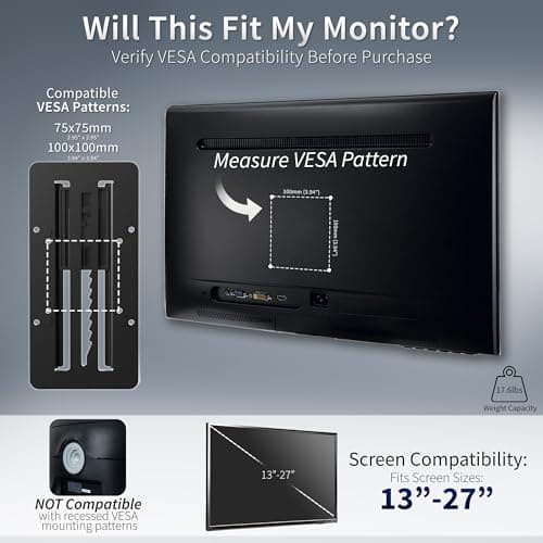 VIVO Height Adjustable VESA Adapter Stand for Individual Monitors up to 27 Inches Black