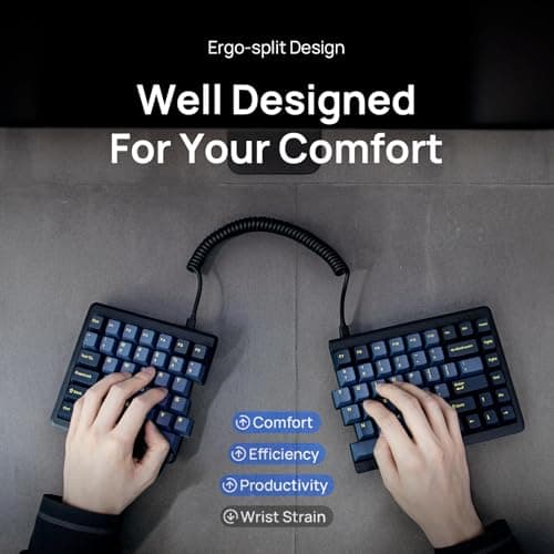 BAROCCOMiSTEL MD770 RGB BT5.0 Glaze Blue TKL Ergonomic Mechanical Keyboard, 75% Split Layout, Cherry MX, PBT DoubleShot Keycap, Mac/Windows OS Compatible (Cherry Silent Red)