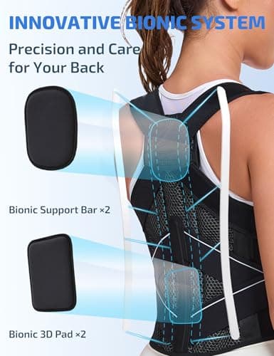 Enthra Posture Corrector for Women and Men with Bionic System, Precise Full Back Support Back Brace for Upper and Lower Back Pain Relief with Two 3D Pads