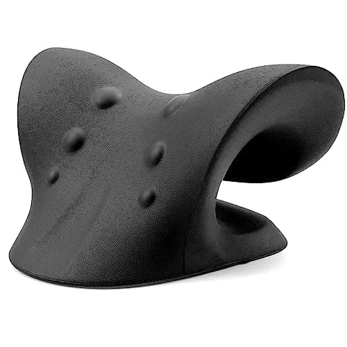 RESTCLOUD Neck and Shoulder Relaxer, Cervical Traction Device for TMJ Pain Relief and Cervical Spine Alignment, Chiropractic Pillow, Neck Stretcher (Black)