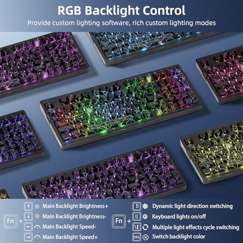 ZORNHER ZH980 Silent Mechanical Keyboard,95% Black Silent Gaming Keyboard with Number Pad,Shine Through Spider Web PC Keycaps,Keyboard Quiet Silent Switches