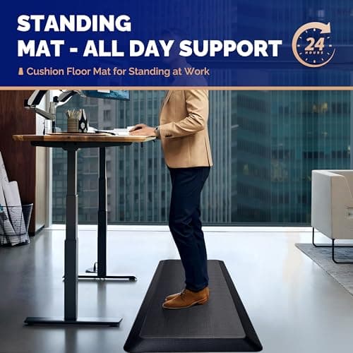 FEATOL Anti Fatigue Mat for Standing, 9/10 Extra Thick Ergonomic Standing Desk Mat, Comfort Memory Foam Standing Mat at Home,Office All Day (20" x 32", Black, 1PC)