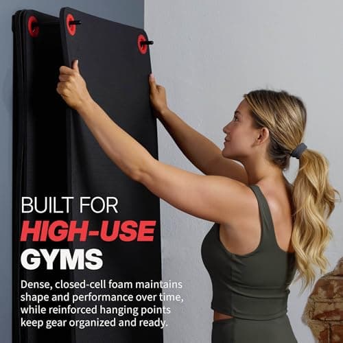 SPRI Hanging Exercise Mat, Fitness & Yoga Mat for Group Fitness Classes, Commercial Grade Quality with Reinforced Holes, 56"L x 23"W x 5/8" Thick