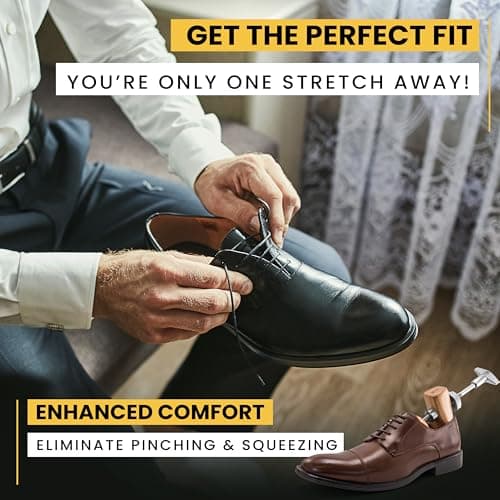 HOUNDSBAY Shoe Stretcher, Bulldog Premium Professional 2-way Wooden Shoe Stretcher for Men, Shoe Widener & Stretcher for Men with Wide Feet