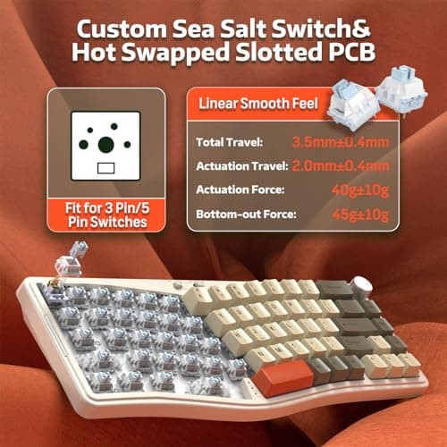 ATTACK SHARK 65% Alice Layout Gasket Mount Hot Swapped RGB VIA Wireless Tri Mode Mechanical Keyboard AKS068PRO Gray Sea Salt Switch+Wired Mechanical Gaming Keyboard AKS068 Blue Red Switch