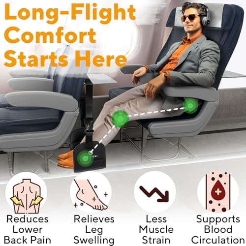 Portable Airplane Footrest for Airplane Travel - Comfortable Foot Hammock w/Memory Foam & Hardboard for No Feet Clashing - Ideal for Pain and Swelling Relief - Travel Essentials to Relax Your Feet
