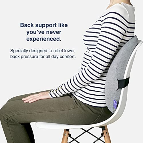 C CUSHION LAB Extra Dense Lumbar Pillow - Patented Ergonomic Multi-Region Firm Back Support for Lower Back Pain Relief - Lumbar Support Cushion with Strap for Office Chair, Car, Sofa, Plane - Black