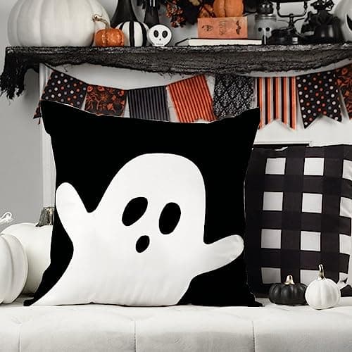 JXZYGMD Halloween Pillow Cover 18x18 Set of 2 Ghost Pillow Covers Outdoor Halloween Decorations for Home Decor