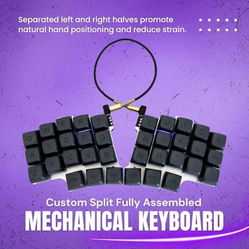 Hardtochooseone Split Ergonomic Mechanical Keyboard, Powered by QMK, Keyboard Comes Fully Assembled with MX Switch Support, 36-Key Layout, USB-C Connectivity, 28 Extra Keycaps & Switches Included