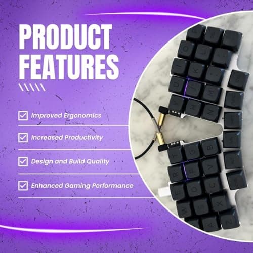 Hardtochooseone Split Ergonomic Mechanical Keyboard, Powered by QMK, Keyboard Comes Fully Assembled with MX Switch Support, 36-Key Layout, USB-C Connectivity, 28 Extra Keycaps & Switches Included