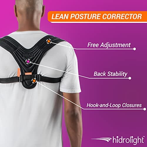 HIDROLIGHT - Lean Posture Corrector - Adjustable Posture Corrector for Women and Men, Pain Relief, Back Support Belt, Neck Hump Corrector - Posture Adjustment, Physiotherapy Treatment - Black, Small
