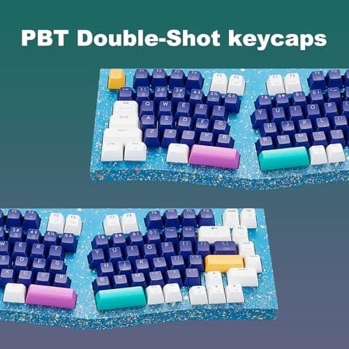Hexgears F2 - Aluminum Custom Mechanical Keyboard, Split Alice 83 Key Layout Ergonomic Keyboard, Hot Swappable Creamy Linear Switch, BT5.0/2.4GHz/USB-C, RGB Backlit for Win/Mac (Color Blue)