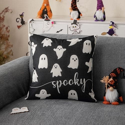 JXZYGMD Halloween Pillow Cover 18x18 Set of 2 Ghost Pillow Covers Outdoor Halloween Decorations for Home Decor