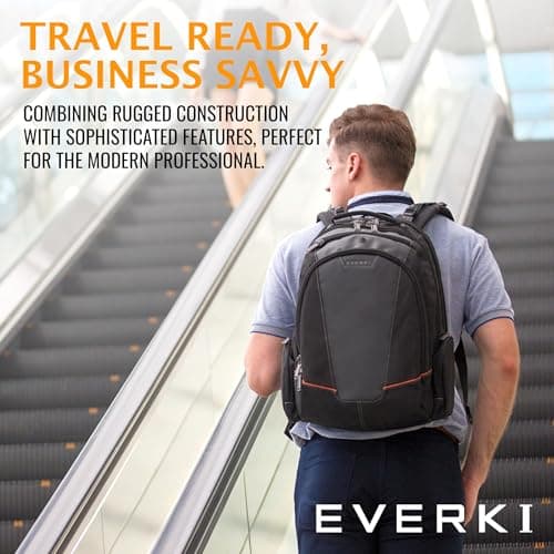 EVERKI Flight Business - Spacious Business Backpack for 16-inch Laptops, Large Compartments, Travel Laptop Backpack, Extra Large Bookbags for Men, Capacity of 28.5-L (EKP119), Black