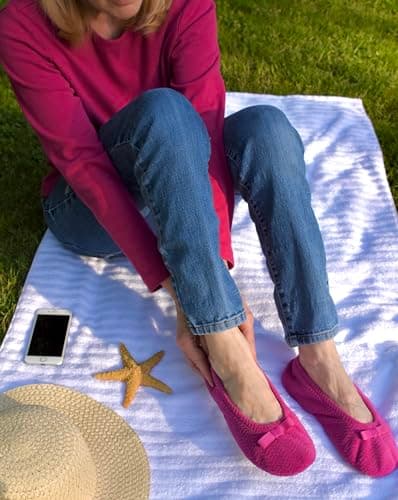 Isotoner Womens Moisture Wicking And Suede Sole For Comfort Ballet Flat, Taupe, 8-9 US