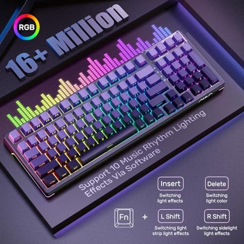 AULA Mechanical Keyboard, Wireless Gaming Keyboards Tri-Mode Bluetooth/2.4G/USB-C Hot Swappable 99 Keys Custom Creamy Keyboard 99 Keys Full Size Computer Keyboards for PC Xbox PS5 MAC