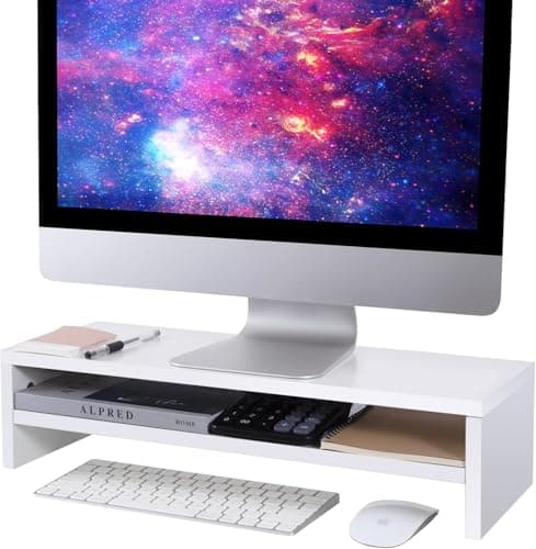 BEYGORM Monitor Stand Riser Review – White 2-Tier Desk Shelf